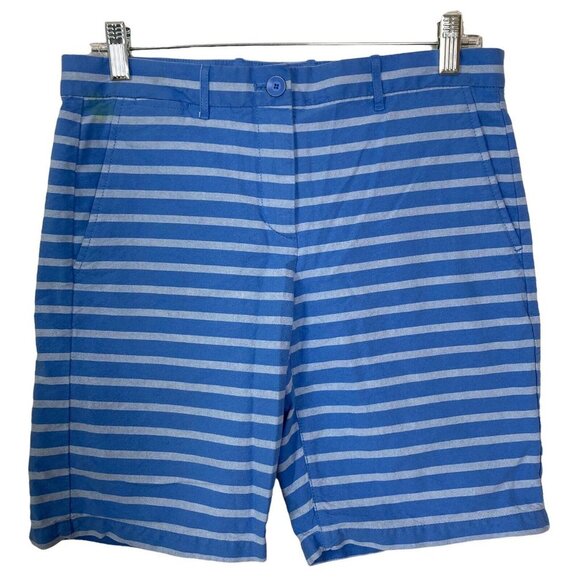 Khakis by Gap Shorts Bermuda Boyfriend Rollup Blue Striped Womens Size 11 13 - Picture 7 of 7